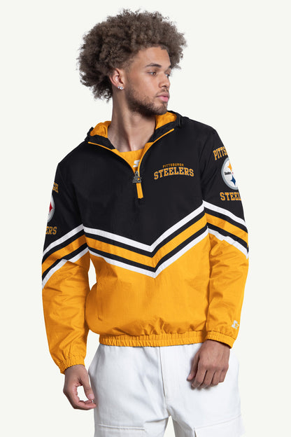 Starter Popular | MENS PITTSBURGH STEELERS  FAIR PLAY HALF ZIP HOODED PULLOVER