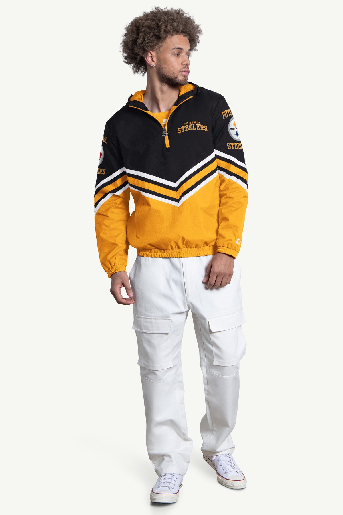 Starter Popular | MENS PITTSBURGH STEELERS  FAIR PLAY HALF ZIP HOODED PULLOVER