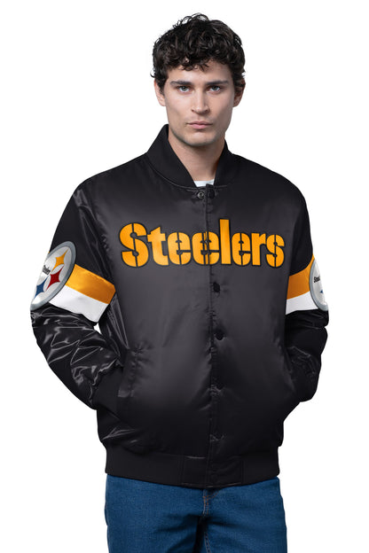 Starter Everyday | MENS PITTSBURGH STEELERS TRIPLE OPTION SATIN VARSITY JACKET