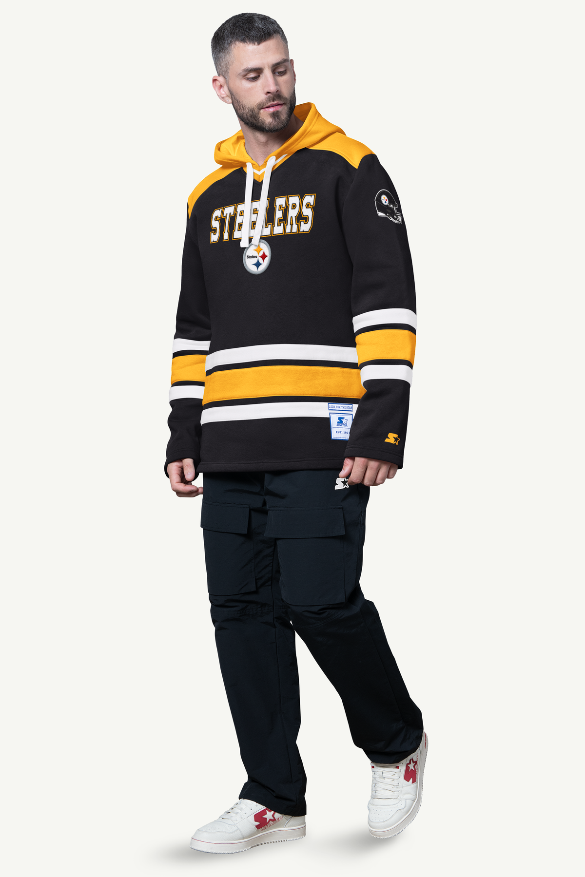 Starter Exclusive | MENS PITTSBURGH STEELERS SLAP SHOT HOODED HOCKEY PULLOVER