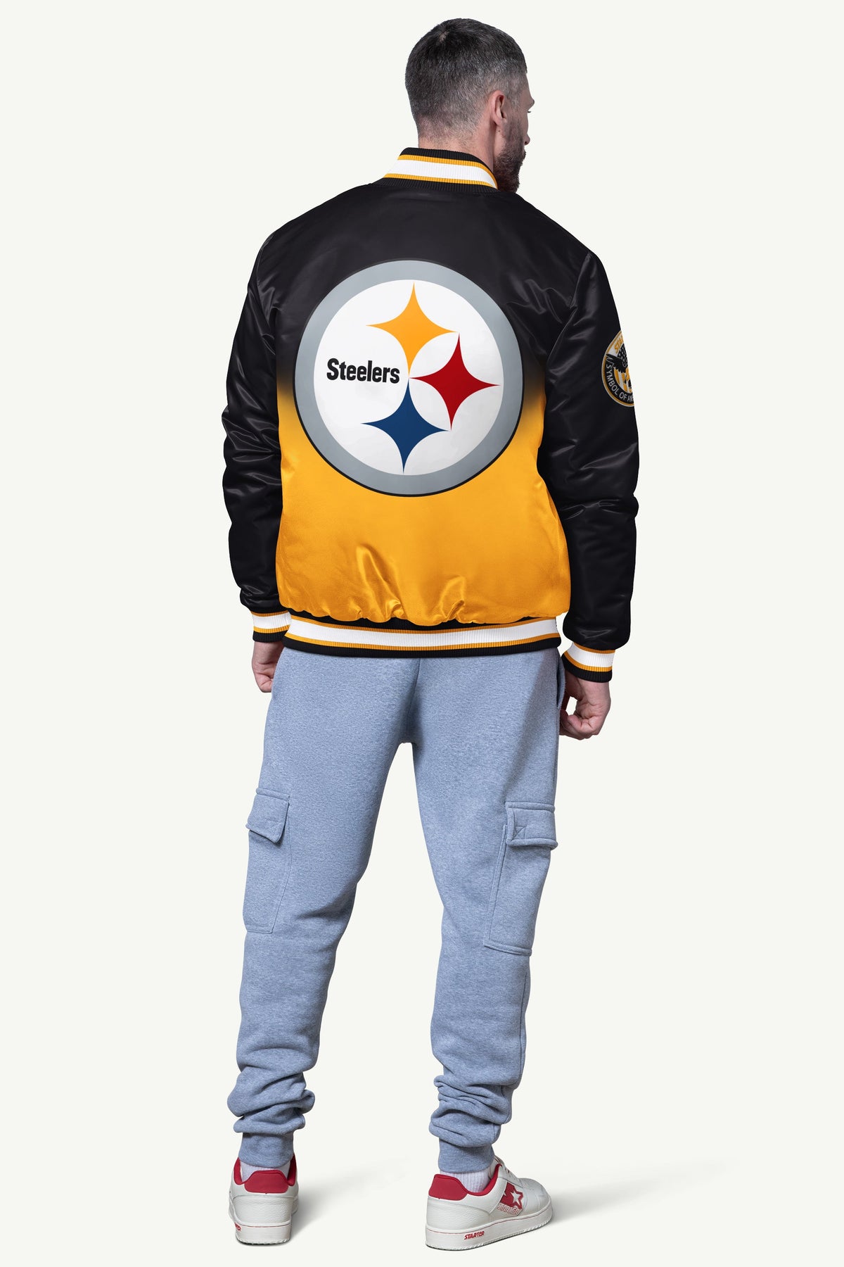Starter Premium | MENS PITTSBURGH STEELERS PASS RUSH SATIN VARSITY JACKET