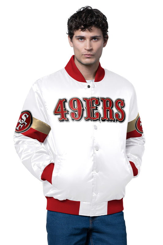 Starter Best Price | MENS SAN FRANCISCO 49ERS TRIPLE OPTION SATIN VARSITY JACKET