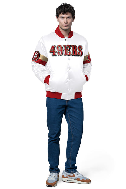 Starter Best Price | MENS SAN FRANCISCO 49ERS TRIPLE OPTION SATIN VARSITY JACKET