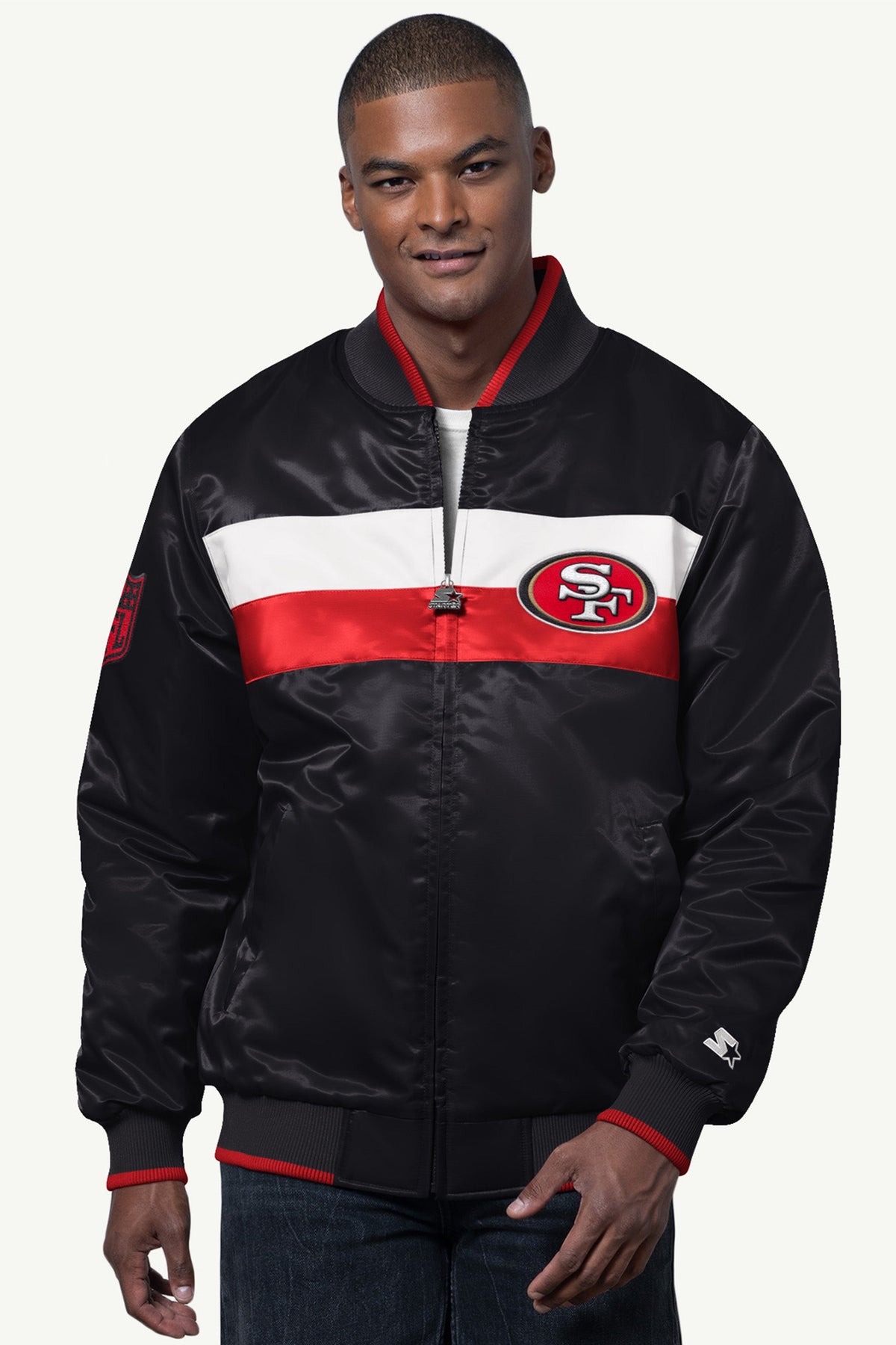 Starter Featured | MENS SAN FRANCISCO 49ERS AMBASSADOR SATIN VARSITY JACKET