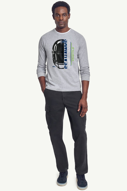 Starter Best Price | MENS SEATTLE SEAHAWKS HALF HELMET LONG SLEEVE T SHIRT