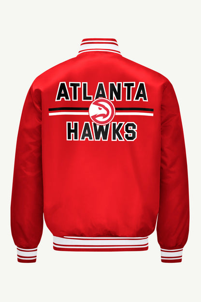 Starter Trending | MENS ATLANTA HAWKS MESH LOOK SATIN VARSITY JACKET