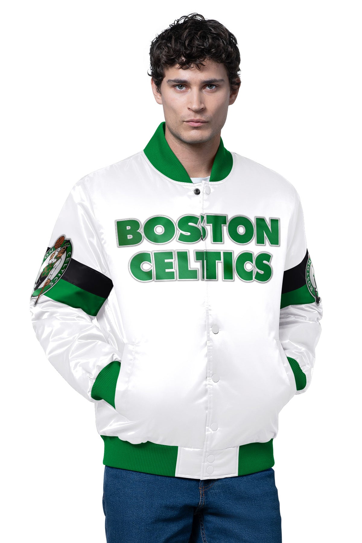 Starter Best Seller | MENS BOSTON CELTICS TRIPLE OPTION SATIN VARSITY JACKET