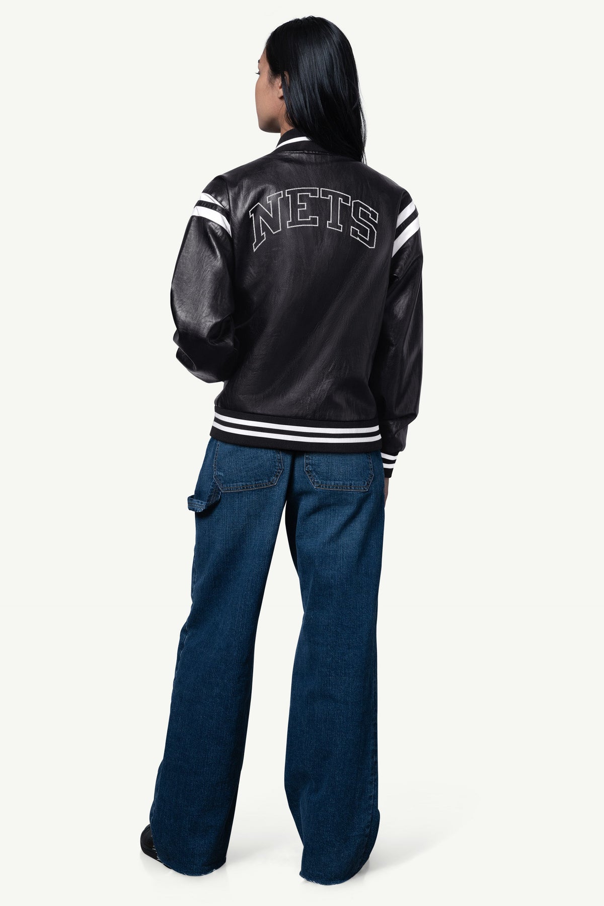 Starter Classic | WOMENS BROOKLYN NETS FAUX LEATHER VARSITY JACKET