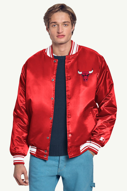Starter Sale | MENS CHICAGO BULLS MESH LOOK SATIN VARSITY JACKET