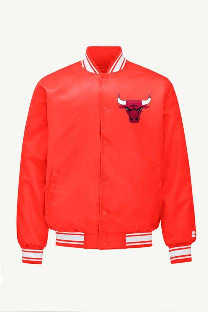 Starter Top Pick | MENS CHICAGO BULLS PRINTED GRAPHIC SATIN VARSITY JACKET