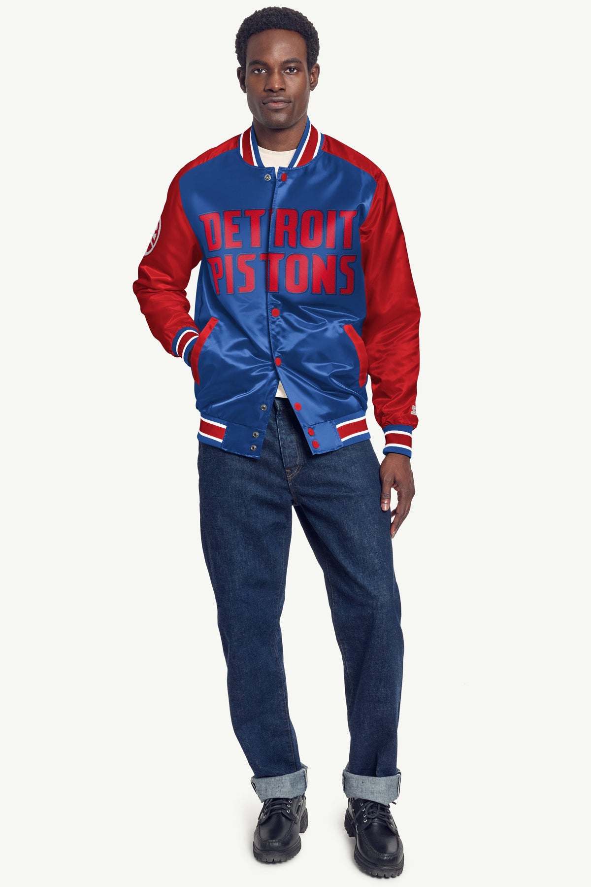 Starter Hot Sale | MENS DETROIT PISTONS SATIN VARSITY JACKET