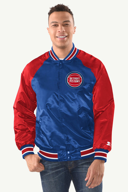 Starter Exclusive | MENS DETROIT PISTONS INDUCTEE SATIN VARSITY JACKET