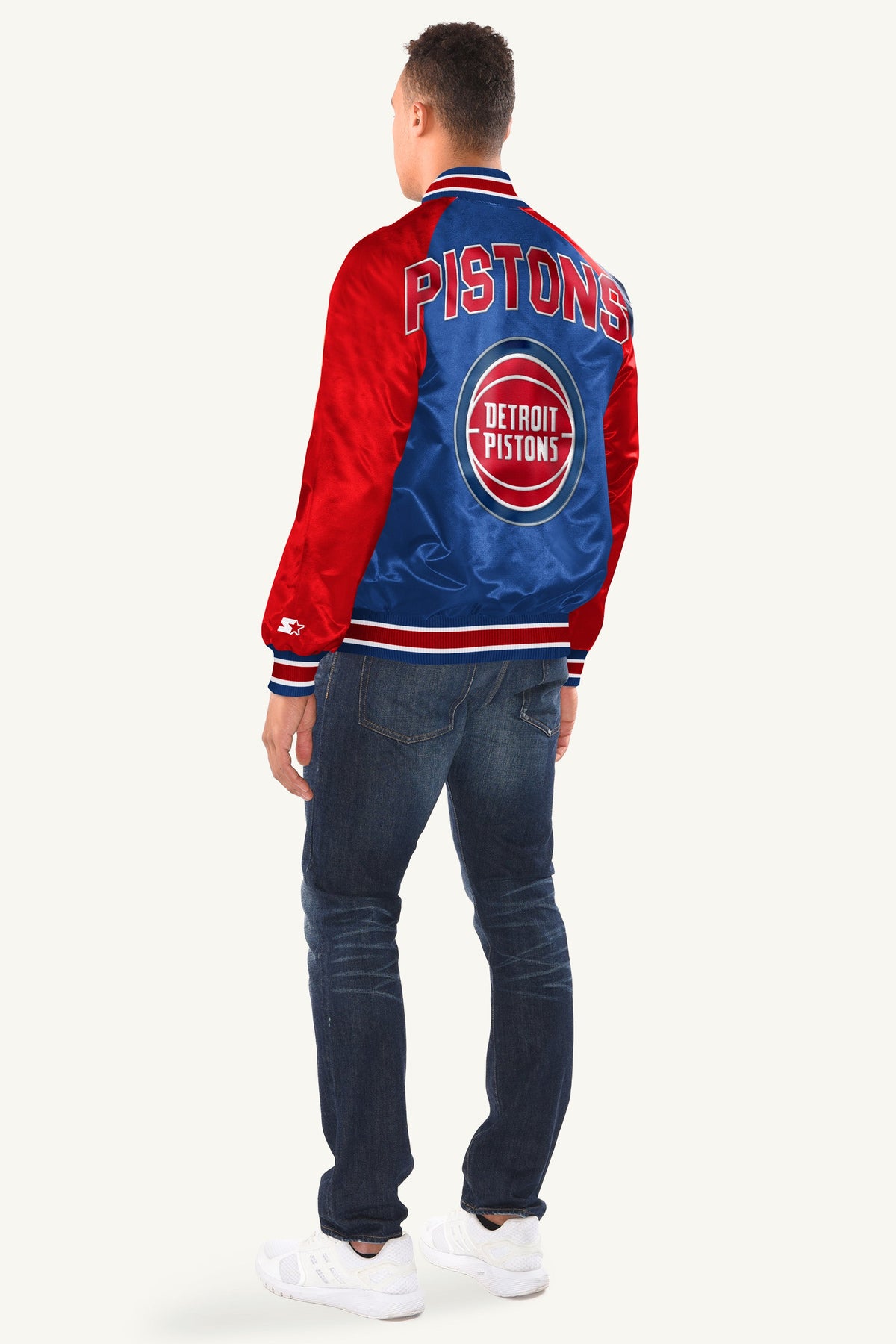 Starter Exclusive | MENS DETROIT PISTONS INDUCTEE SATIN VARSITY JACKET