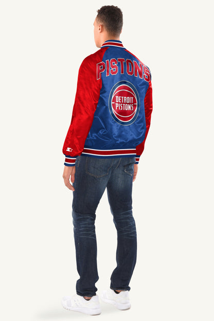 Starter Exclusive | MENS DETROIT PISTONS INDUCTEE SATIN VARSITY JACKET