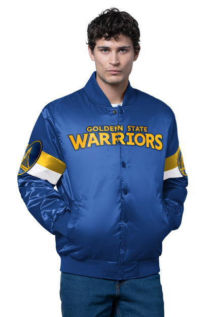Starter Signature | MENS GOLDEN STATE WARRIORS TRIPLE OPTION SATIN VARSITY JACKET