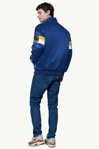 Starter Signature | MENS GOLDEN STATE WARRIORS TRIPLE OPTION SATIN VARSITY JACKET