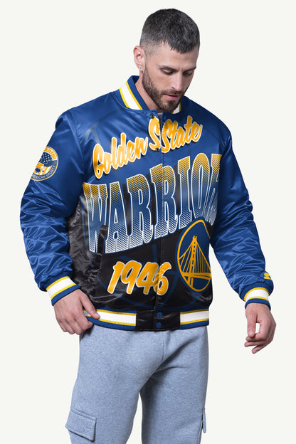 Starter Special Offer | MENS GOLDEN STATE WARRIORS PASS RUSH SATIN VARSITY JACKET