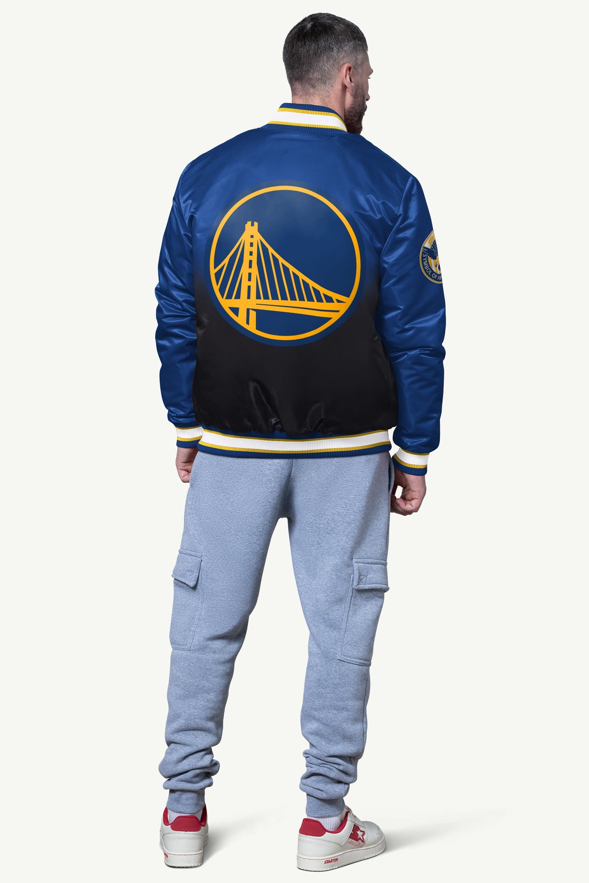 Starter Special Offer | MENS GOLDEN STATE WARRIORS PASS RUSH SATIN VARSITY JACKET