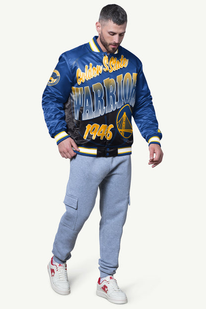 Starter Special Offer | MENS GOLDEN STATE WARRIORS PASS RUSH SATIN VARSITY JACKET