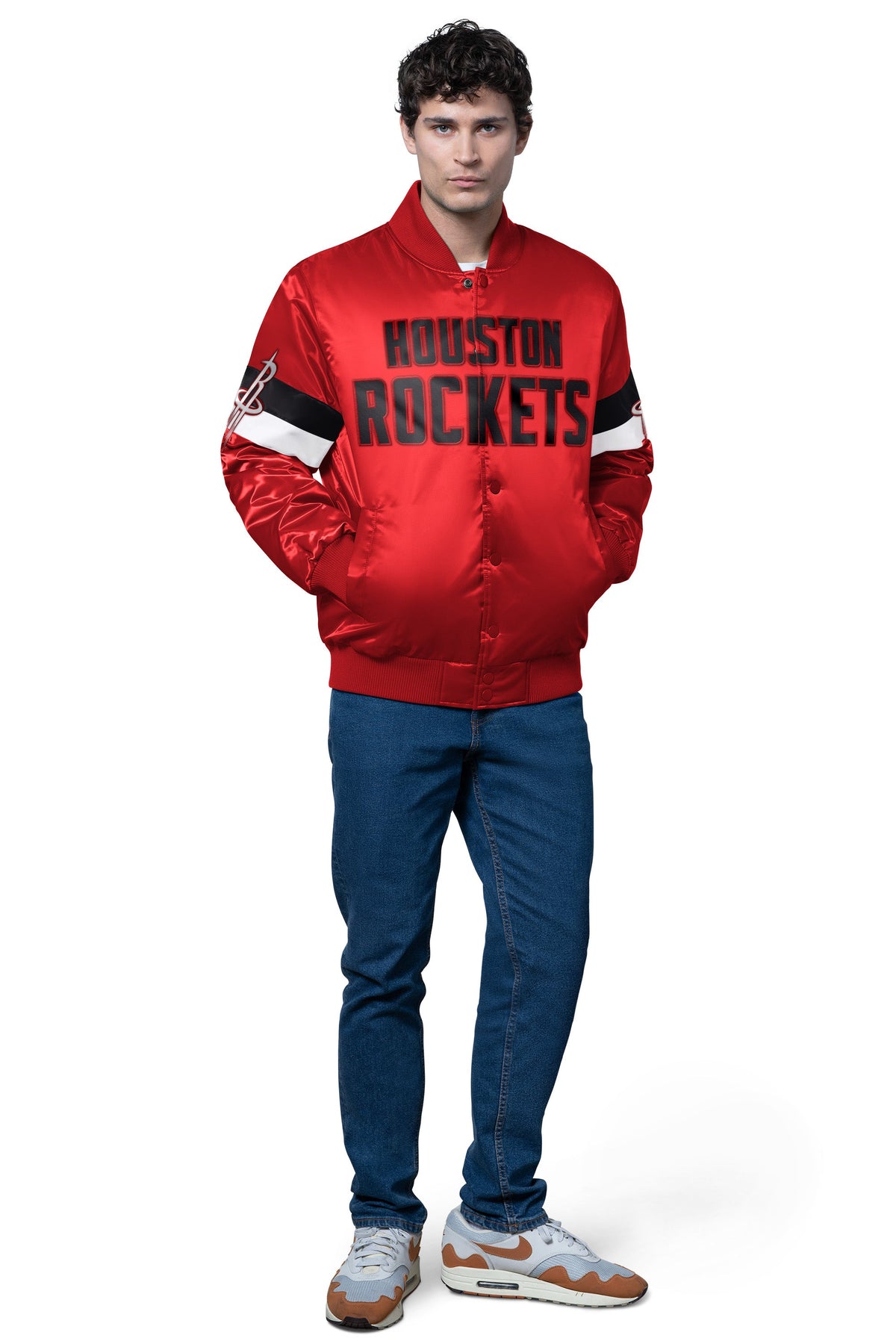 Starter Hot Sale | MENS HOUSTON ROCKETS TRIPLE OPTION SATIN VARSITY JACKET