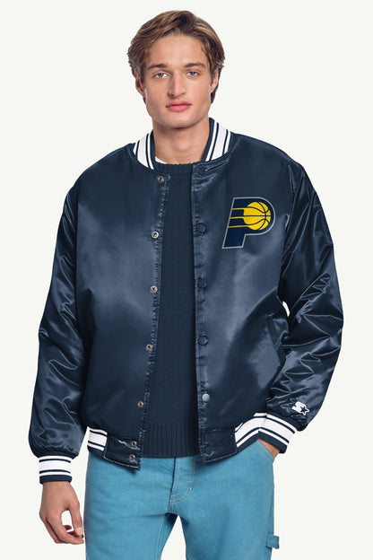Starter Signature | MENS INDIANA PACERS PRINTED GRAPHIC SATIN VARSITY JACKET