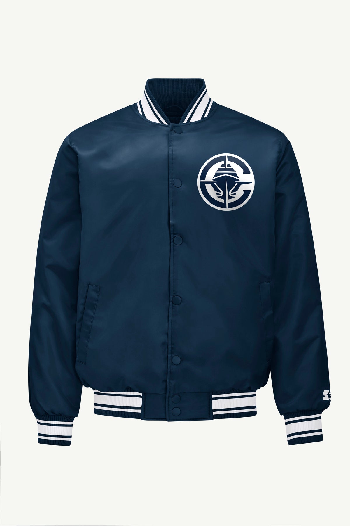 Starter Exclusive | MENS LOS ANGELES CLIPPERS PRINTED GRAPHIC SATIN VARSITY JACKET