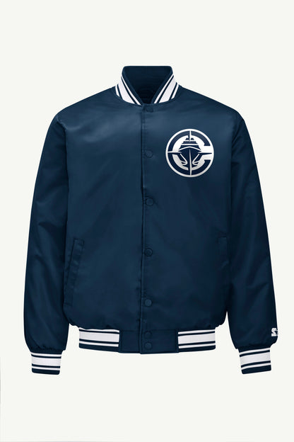 Starter Exclusive | MENS LOS ANGELES CLIPPERS PRINTED GRAPHIC SATIN VARSITY JACKET