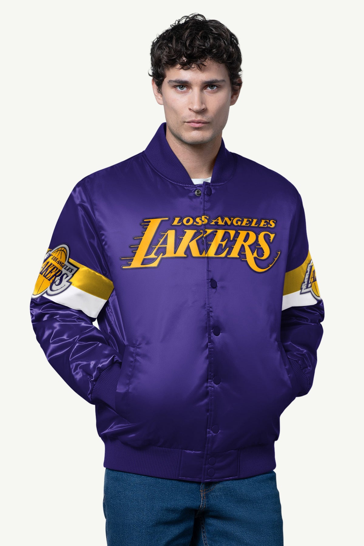 Starter Classic | MENS LA LAKERS TRIPLE OPTION SATIN VARSITY JACKET