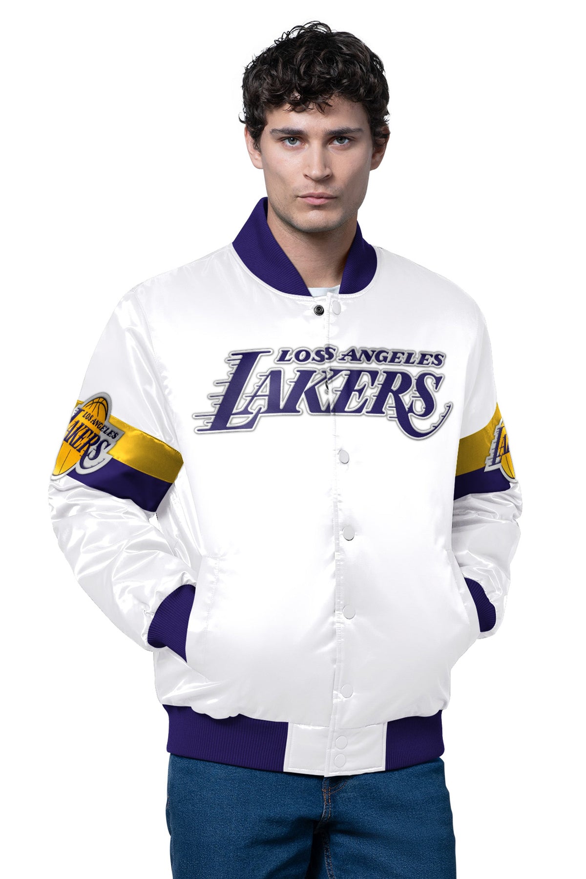 Starter Signature | MENS LA LAKERS TRIPLE OPTION SATIN VARSITY JACKET
