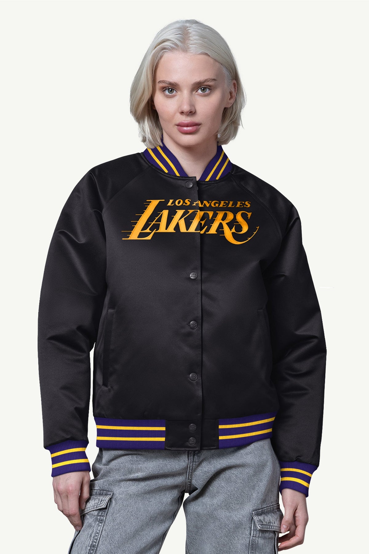 Starter Value | WOMENS LA LAKERS FINAL SCORE SATIN VARSITY JACKET
