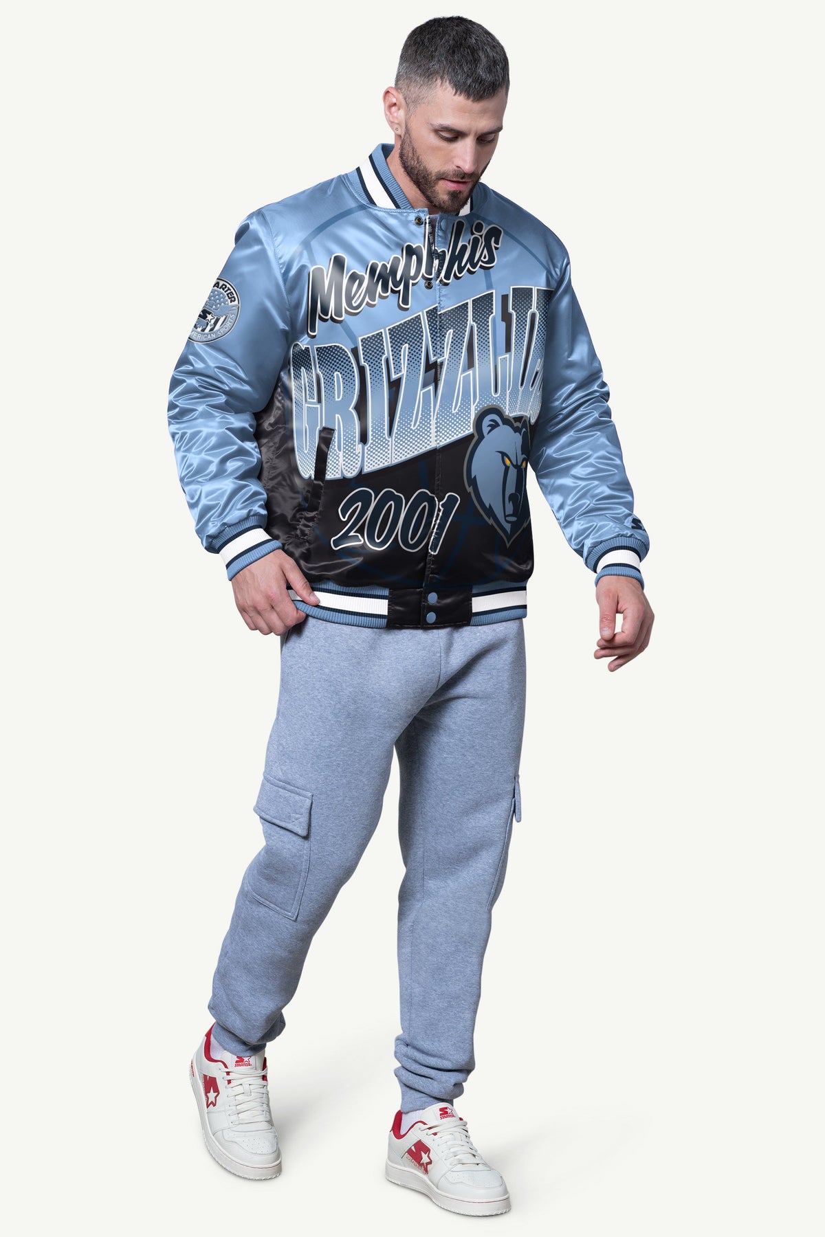 Starter Signature | MENS MEMPHIS GRIZZLIES PASS RUSH SATIN VARSITY JACKET