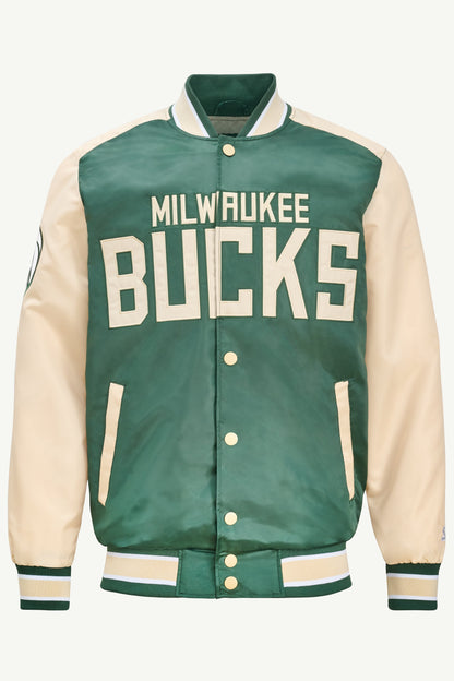 Starter Discount | MENS MILWAUKEE BUCKS SATIN VARSITY JACKET