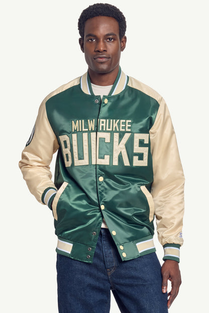 Starter Discount | MENS MILWAUKEE BUCKS SATIN VARSITY JACKET