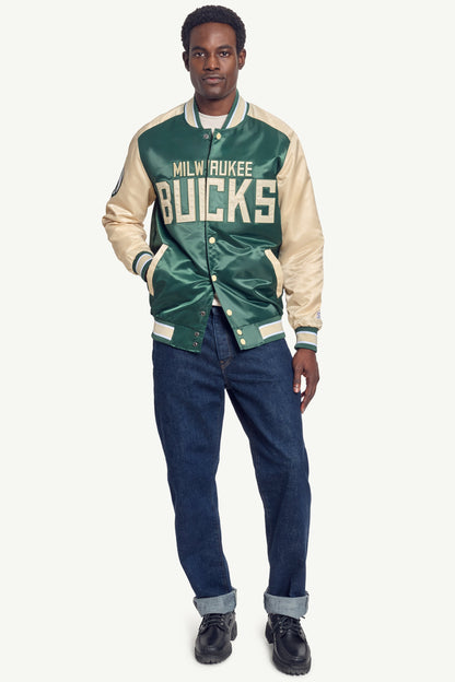 Starter Discount | MENS MILWAUKEE BUCKS SATIN VARSITY JACKET