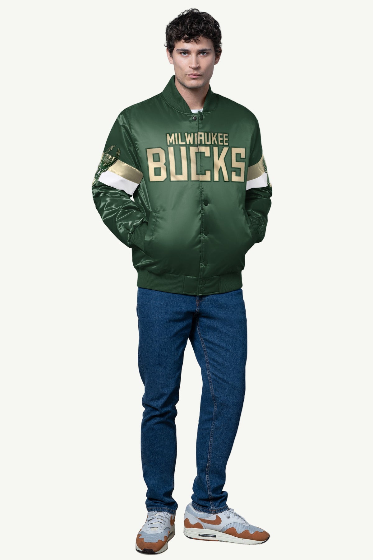 Starter Recommended | MENS MILWAUKEE BUCKS TRIPLE OPTION SATIN VARSITY JACKET