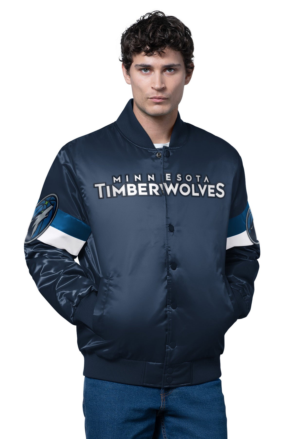 Starter Smart Buy | MENS MINNESOTA TIMBERWOLVES TRIPLE OPTION SATIN VARSITY JACKET