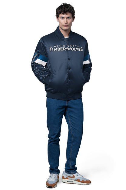 Starter Smart Buy | MENS MINNESOTA TIMBERWOLVES TRIPLE OPTION SATIN VARSITY JACKET