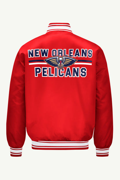 Starter Exclusive | MENS NEW ORLEAN PELICANS MESH LOOK SATIN VARSITY JACKET