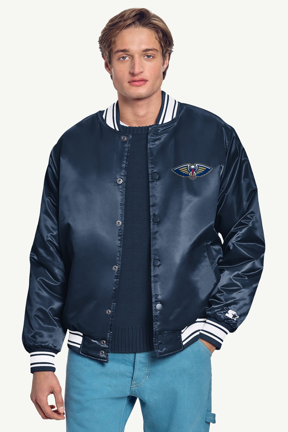 Starter New | MENS NEW ORLEANS PELICANS SATIN VARSITY JACKET