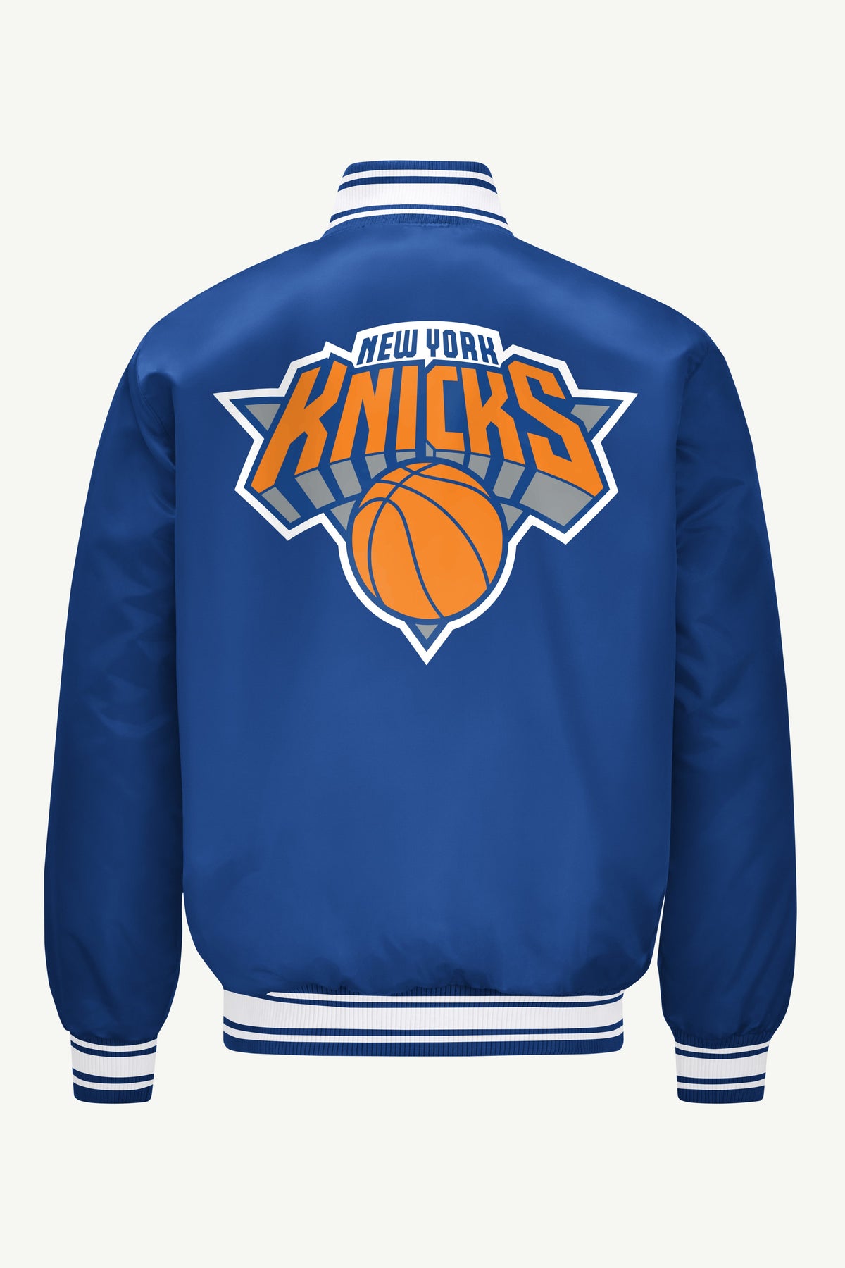 Starter New | MENS NEW YORK KNICKS PRINTED GRAPHIC LOGO SATIN VARSITY JACKET