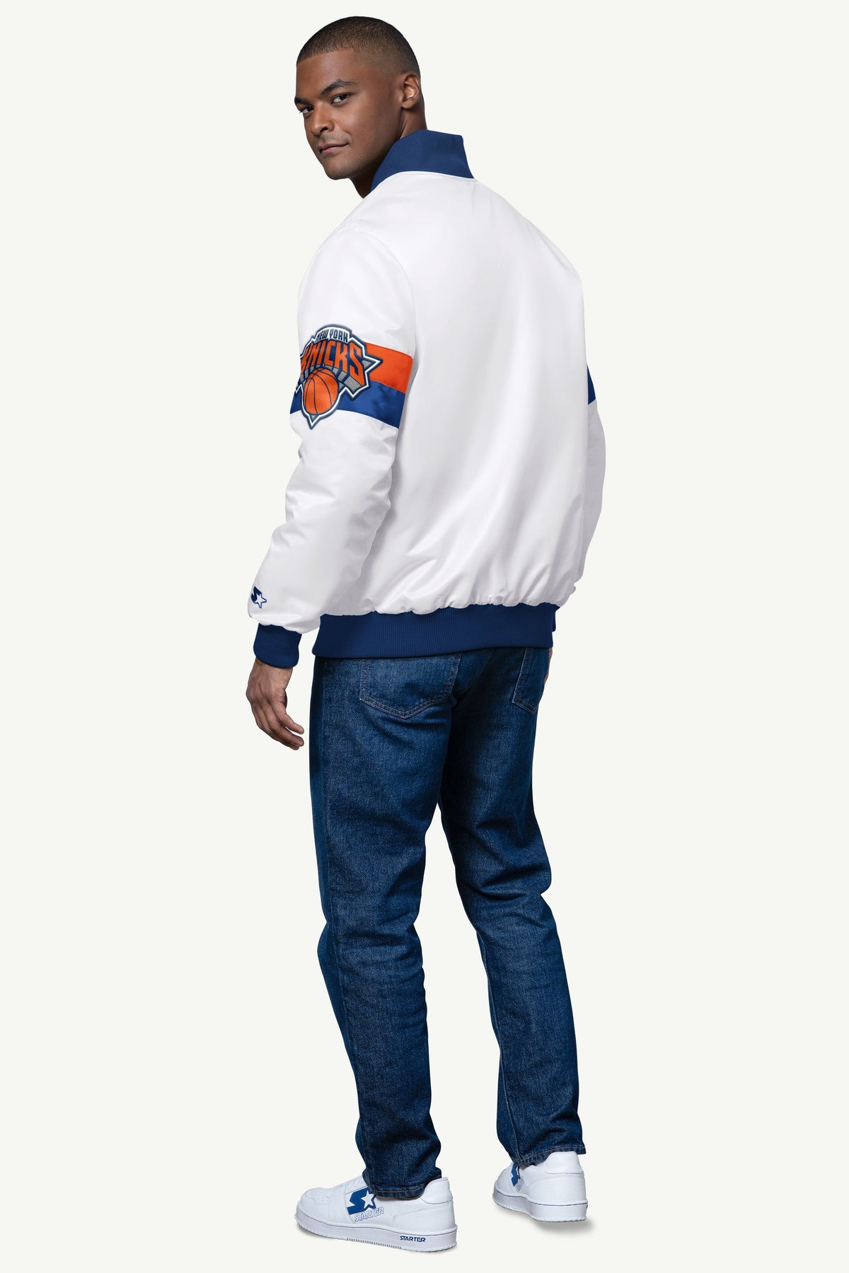 Starter Sale | MENS NEW YORK KNICKS TRIPLE OPTION SATIN VARSITY JACKET