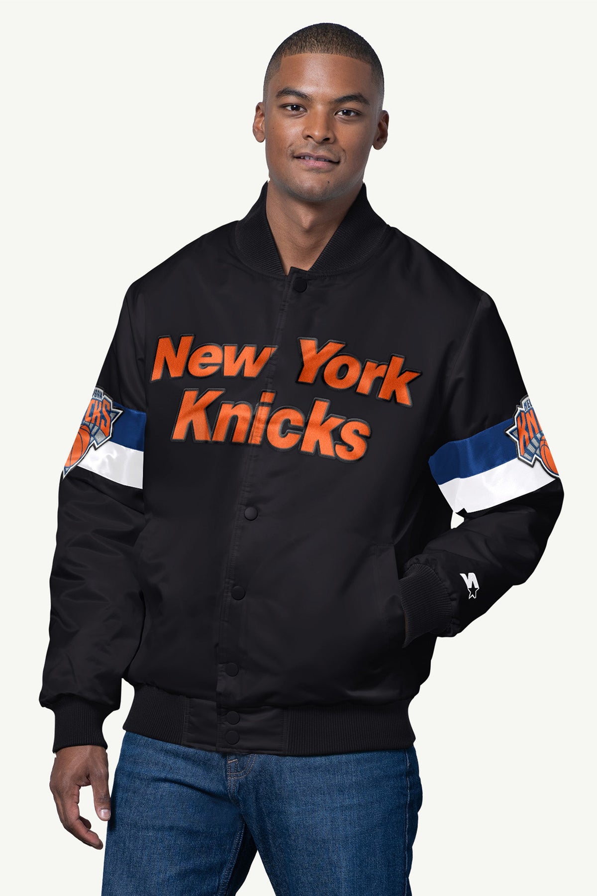 Starter Top Pick | MENS NEW YORK KNICKS TRIPLE OPTION SATIN VARSITY JACKET