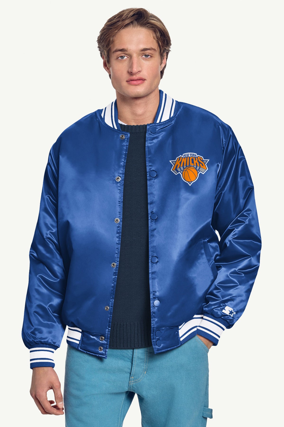 Starter Everyday | MENS NEW YORK KNICKS PRINTED GRAPHIC SATIN VARSITY JACKET