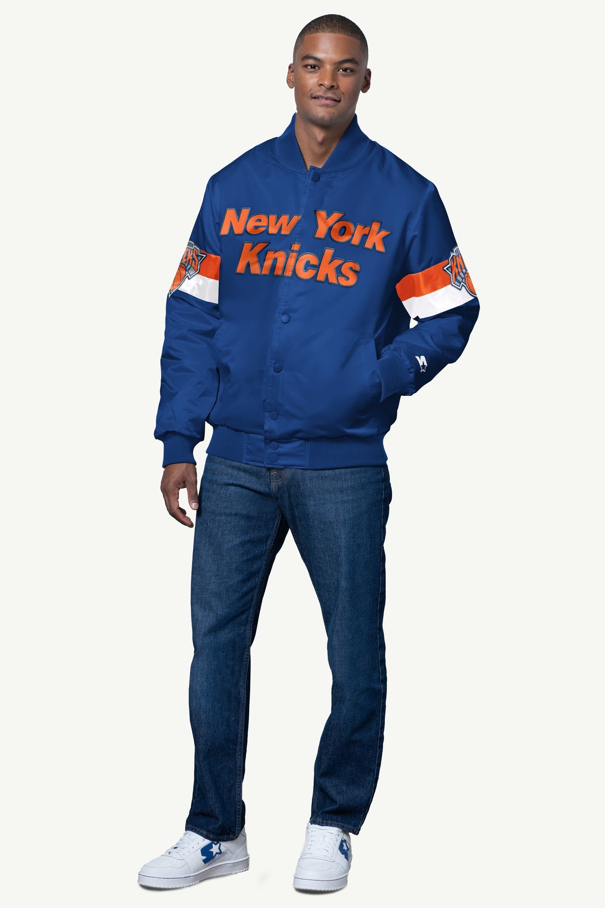 Starter Value | MENS NEW YORK KNICKS TRIPLE OPTION SATIN VARSITY JACKET