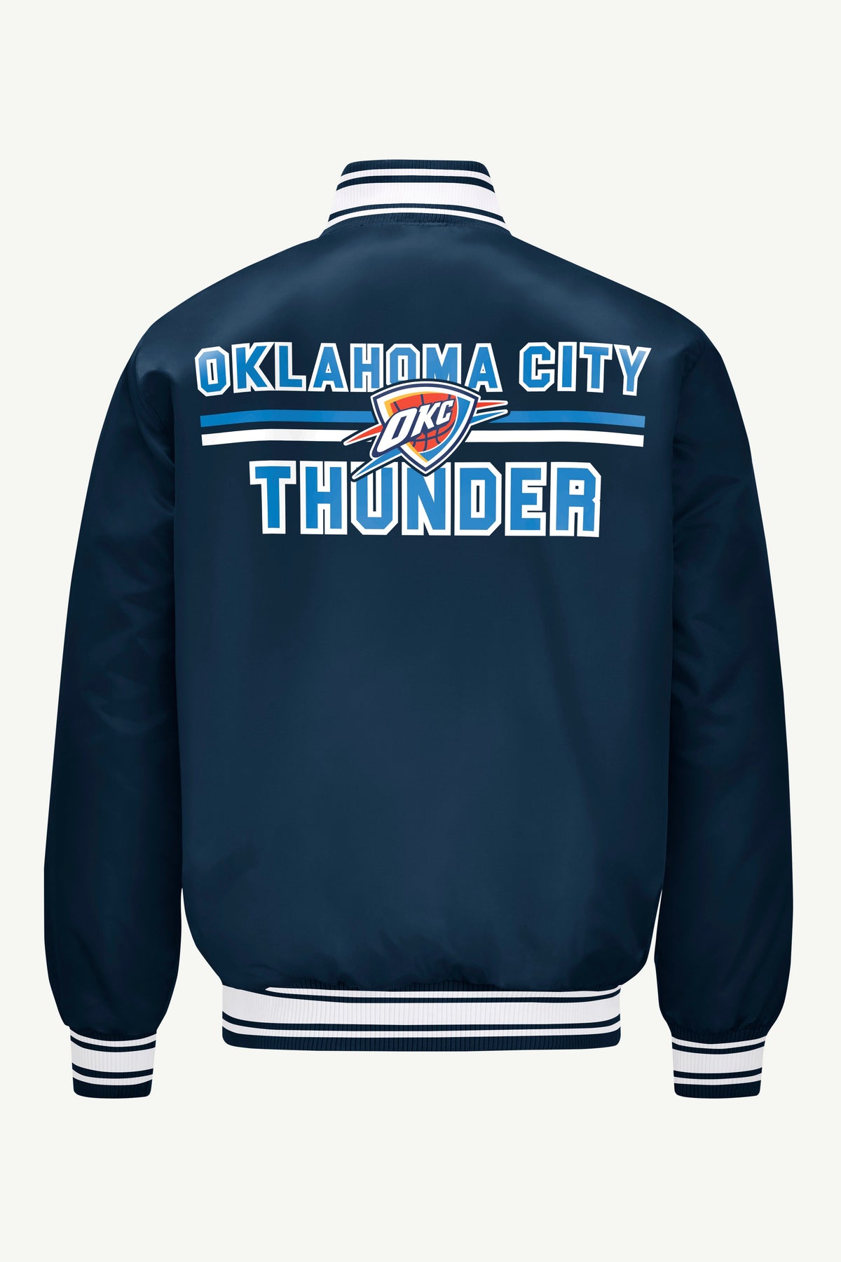 Starter Latest | MENS OKLAHOMA CITY THUNDER MESH LOOK SATIN VARSITY JACKET