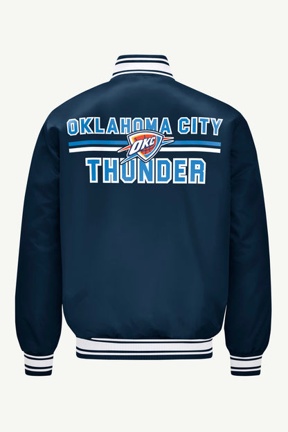Starter Latest | MENS OKLAHOMA CITY THUNDER MESH LOOK SATIN VARSITY JACKET