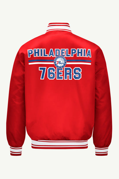Starter Customer Favorite | MENS PHILADEPHIA 76ERS MESH LOOK SATIN VARSITY JACKET