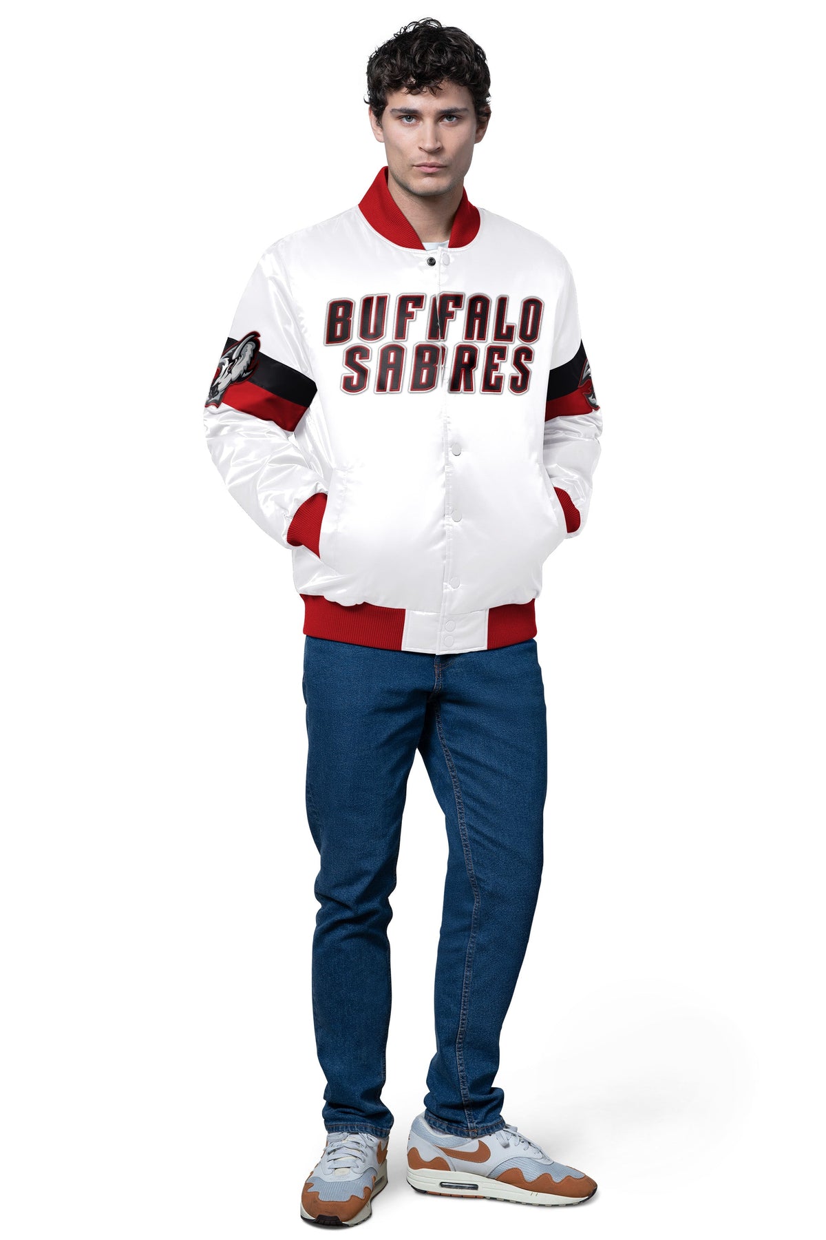 Starter Quality | MENS BUFFALO SABRES TRIPLE OPTION SATIN VARSITY JACKET