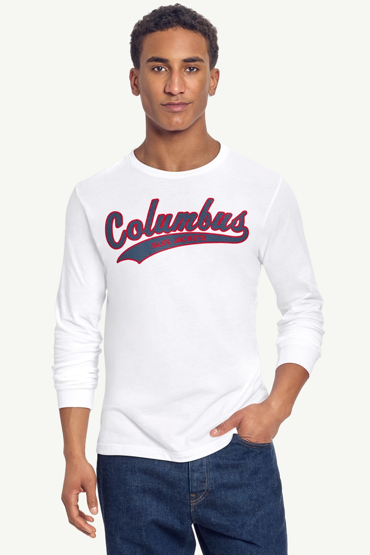Starter Great Value | MENS COLUMBUS BLUE JACKETS TAILSWEEP LONG SLEEVE T SHIRT