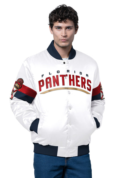 Starter Trusted | MENS FLORIDA PANTHERS TRIPLE OPTION SATIN VARSITY JACKET